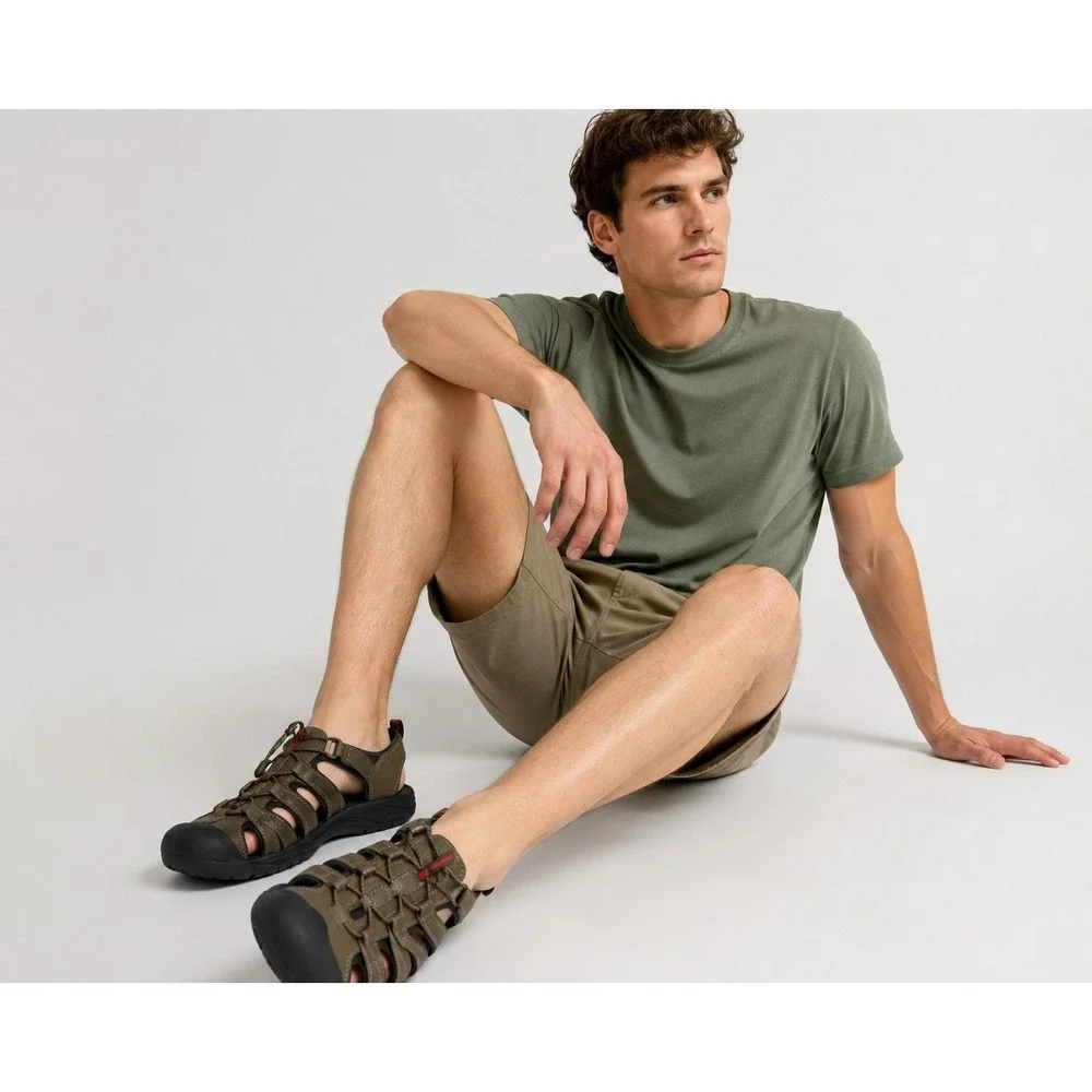Ozark Trail Men's Adventure Outdoor 12 Taupe Fisherman Rugged Closed Toe Sandal